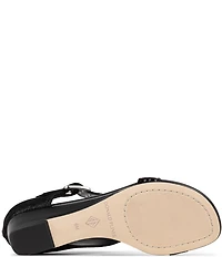 Donald Pliner Virgina Patent Leather T-Strap Wedge Sandals