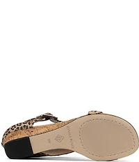 Donald Pliner Virginia Leopard Printed Suede T-Strap Wedge Sandals