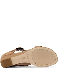 Donald Pliner Virginia Suede and Leather T-Strap Wedge Sandals