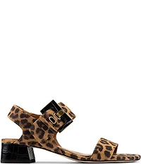 Donald Pliner Vixi Leopard Print Suede Buckle Detail Sandals