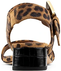 Donald Pliner Vixi Leopard Print Suede Buckle Detail Sandals