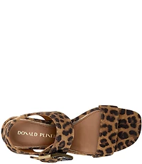 Donald Pliner Vixi Leopard Print Suede Buckle Detail Sandals