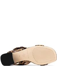 Donald Pliner Vixi Leopard Print Suede Buckle Detail Sandals