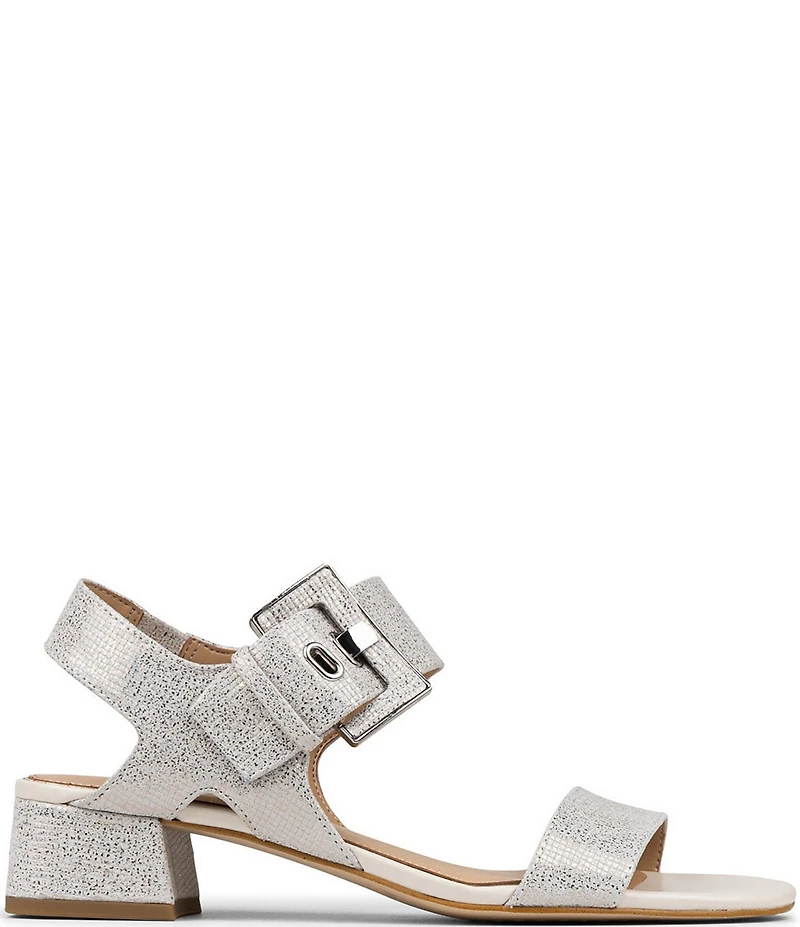 Donald Pliner Vixi Tumbled Metallic Leather Buckle Detail Sandals