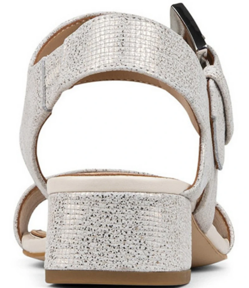 Donald Pliner Vixi Tumbled Metallic Leather Buckle Detail Sandals