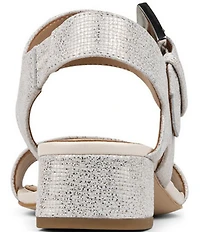 Donald Pliner Vixi Tumbled Metallic Leather Buckle Detail Sandals