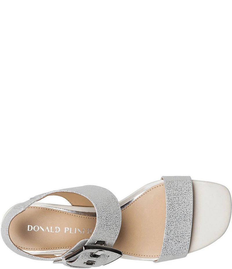 Donald Pliner Vixi Tumbled Metallic Leather Buckle Detail Sandals