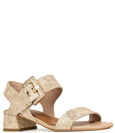 Donald Pliner Vixi Tumbled Metallic Leather Buckle Detail Sandals