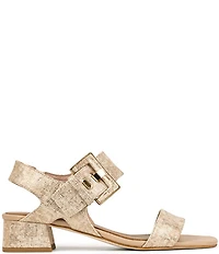 Donald Pliner Vixi Tumbled Metallic Leather Buckle Detail Sandals