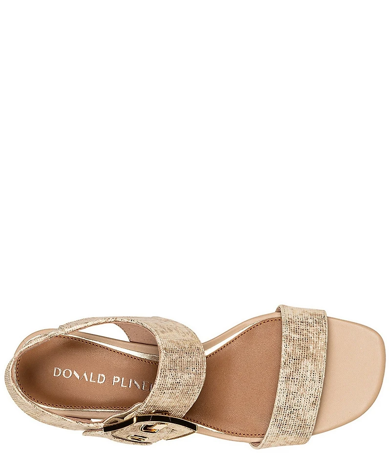 Donald Pliner Vixi Tumbled Metallic Leather Buckle Detail Sandals