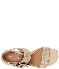 Donald Pliner Vixi Tumbled Metallic Leather Buckle Detail Sandals