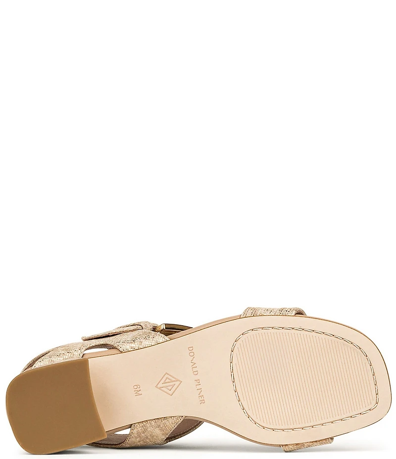 Donald Pliner Vixi Tumbled Metallic Leather Buckle Detail Sandals