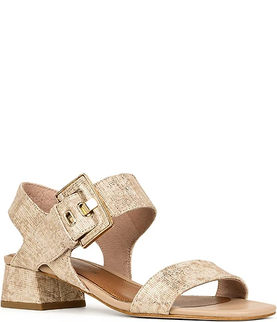 Donald Pliner Vixi Tumbled Metallic Leather Buckle Detail Sandals