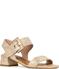 Donald Pliner Vixi Tumbled Metallic Leather Buckle Detail Sandals