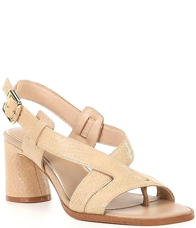 Donald Pliner Vlorais Snake Embossed Leather Strappy Asymmetrical Sandals