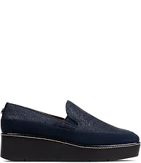 Donald Pliner Wallis Embossed Suede Platform Wedge Loafers