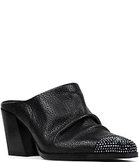 Donald Pliner Westan Leather Crystal Cap Toe Western Mules