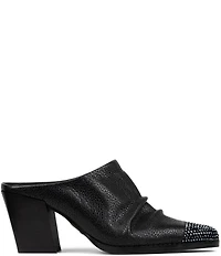 Donald Pliner Westan Leather Crystal Cap Toe Western Mules