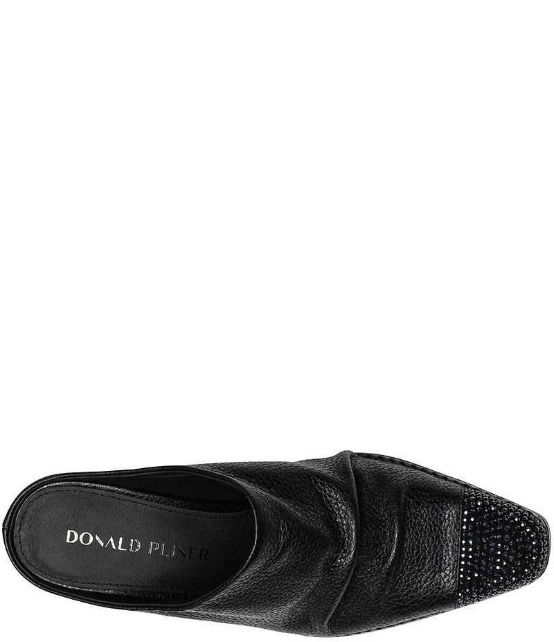 Donald Pliner Westan Leather Crystal Cap Toe Western Mules