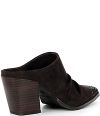 Donald Pliner Westan Suede Crystal Toe Block Heel Western Mules