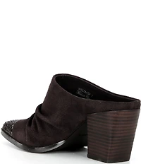 Donald Pliner Westan Suede Crystal Toe Block Heel Western Mules