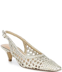 Donald Pliner Risha Woven Leather Kitten Heel Slingback Pumps