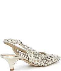Donald Pliner Risha Woven Leather Kitten Heel Slingback Pumps