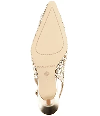 Donald Pliner Risha Woven Leather Kitten Heel Slingback Pumps
