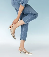 Donald Pliner Risha Woven Leather Kitten Heel Slingback Pumps