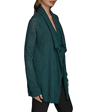 Donna Kara Pointelle Angle Hem Open Front Cardigan