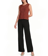 Donna Karan Abstract Floral Crew Neck Sleeveless Knit Tank