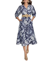 Donna Karan Abstract Print Button Front Shirt Dress