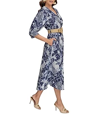 Donna Karan Abstract Print Button Front Shirt Dress