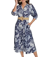 Donna Karan Abstract Print Button Front Shirt Dress