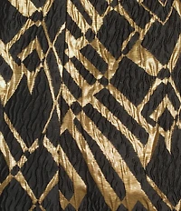 Donna Karan Abstract Print Novelty Metallic Brocade Strapless Midi Gown With Pockets