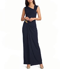 Donna Karan Asymmetrical Neck Sleeveless Long Dress