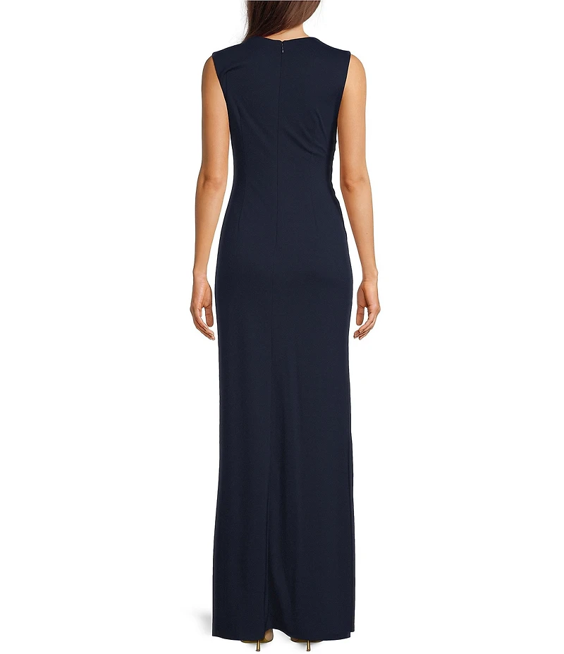 Donna Karan Asymmetrical Neck Sleeveless Long Dress