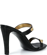 Donna Karan Bailey Double Banded Lizard Print Dress Slide Sandals