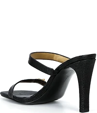 Donna Karan Bailey Double Banded Lizard Print Dress Slide Sandals