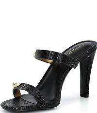 Donna Karan Bailey Double Banded Lizard Print Dress Slide Sandals