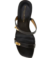 Donna Karan Bailey Double Banded Lizard Print Dress Slide Sandals