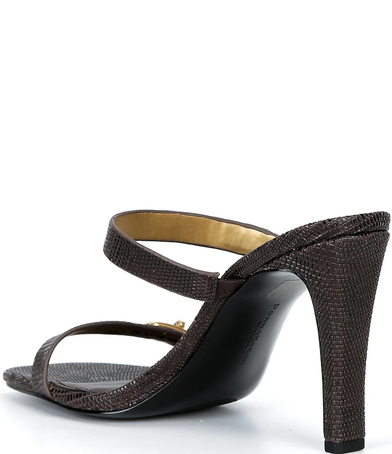 Donna Karan Bailey Double Banded Lizard Print Dress Slide Sandals
