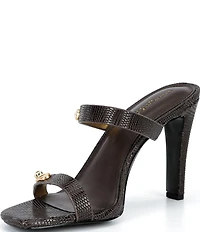 Donna Karan Bailey Double Banded Lizard Print Dress Slide Sandals