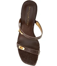 Donna Karan Bailey Double Banded Lizard Print Dress Slide Sandals