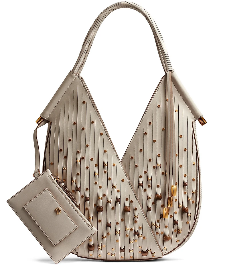 Donna Karan Baldwin Beaded Laser Cut Fringe Mini Shoulder Bag