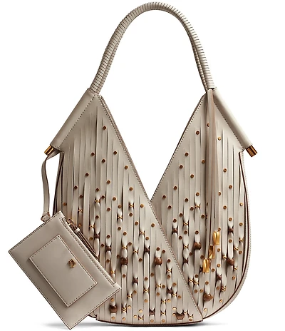 Donna Karan Baldwin Beaded Laser Cut Fringe Mini Shoulder Bag