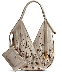 Donna Karan Baldwin Beaded Laser Cut Fringe Mini Shoulder Bag