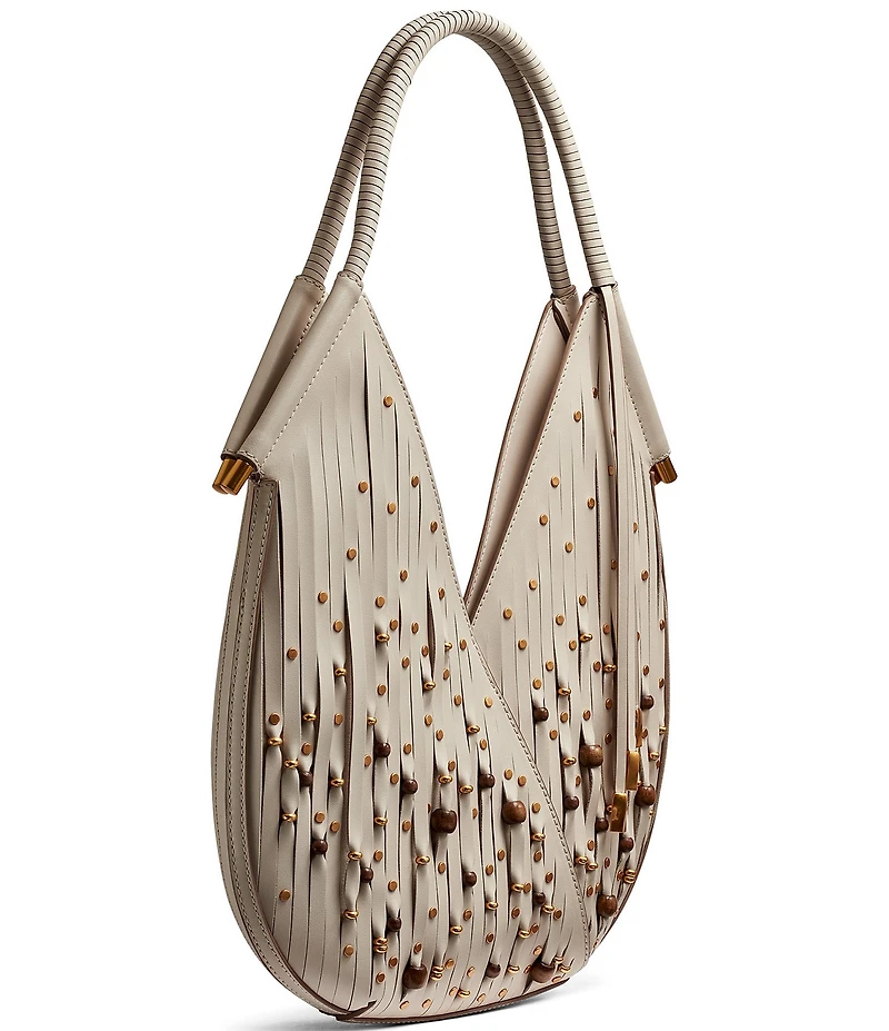 Donna Karan Baldwin Beaded Laser Cut Fringe Mini Shoulder Bag