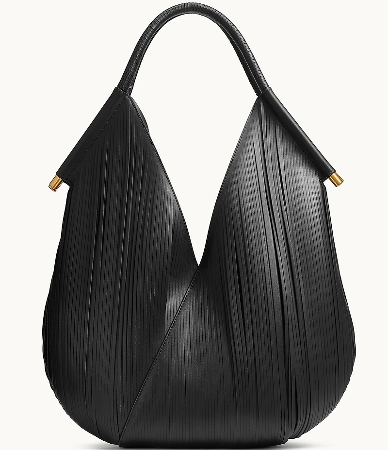 Donna Karan Baldwin Large Laser Cut Fringe Leather Shoulder Bag