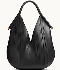 Donna Karan Baldwin Large Laser Cut Fringe Leather Shoulder Bag